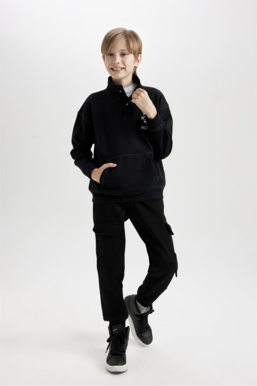 GARÇONS Noir Pantalon Jogging noir à taille élastique et jambes larges pour Fille