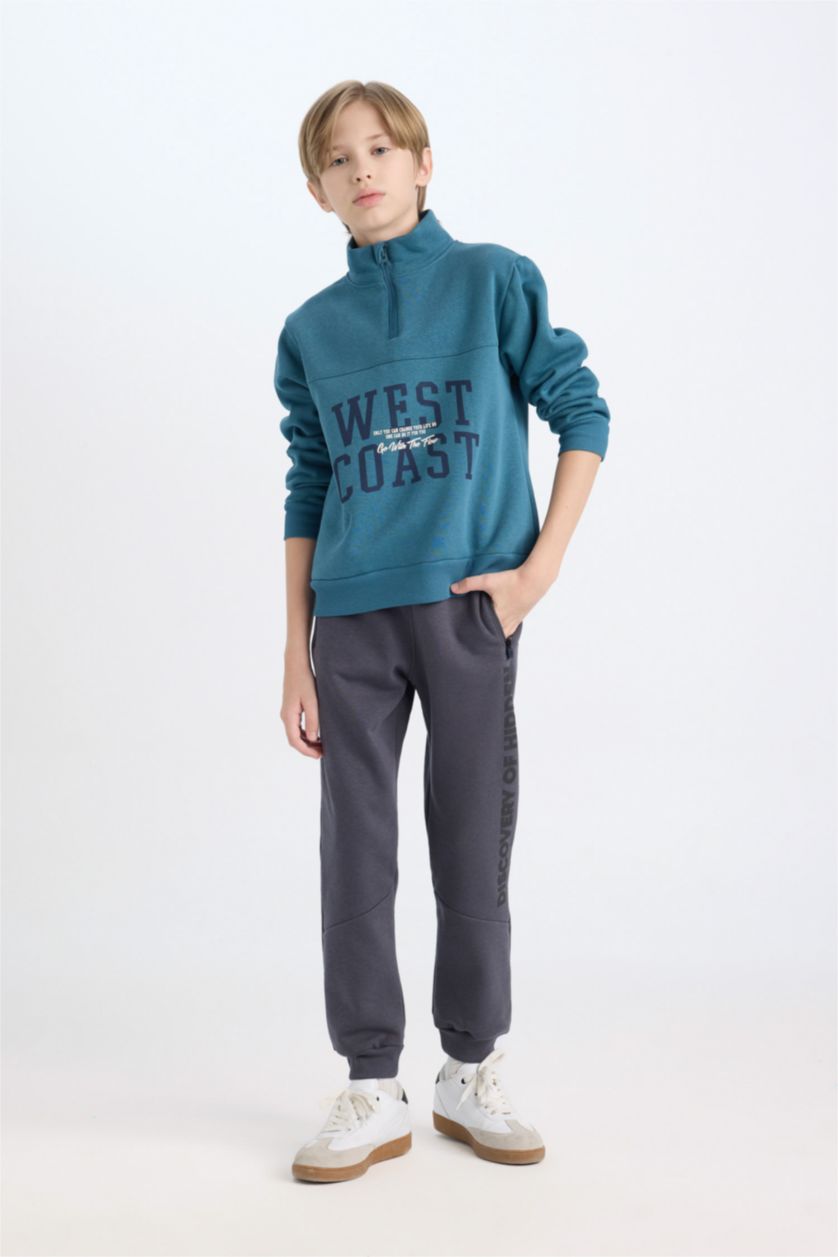 BOYS & TEENS Anthracite Boy Thick Sweatpants with Elastic Waist