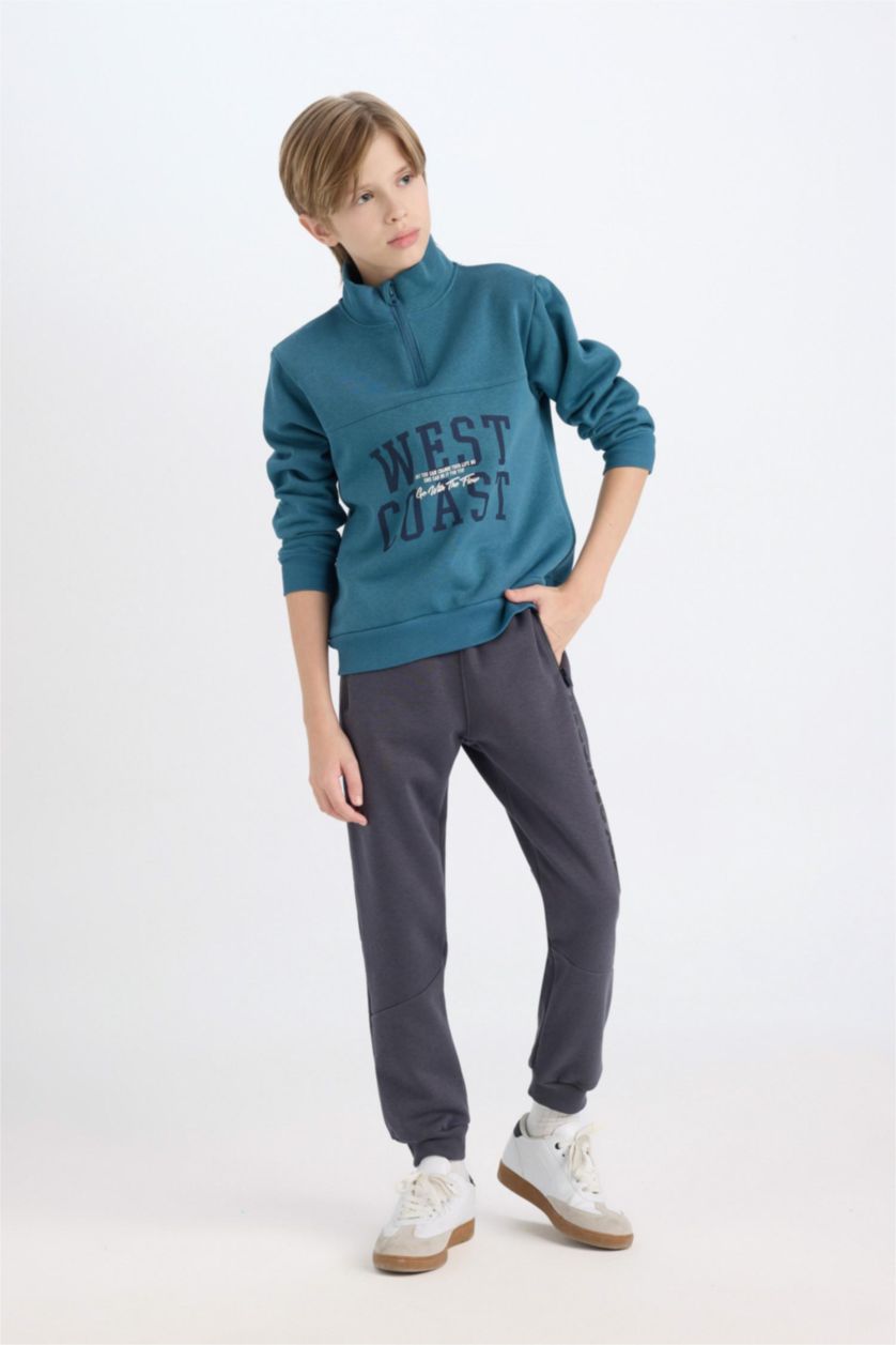 BOYS & TEENS Anthracite Boy Thick Sweatpants with Elastic Waist