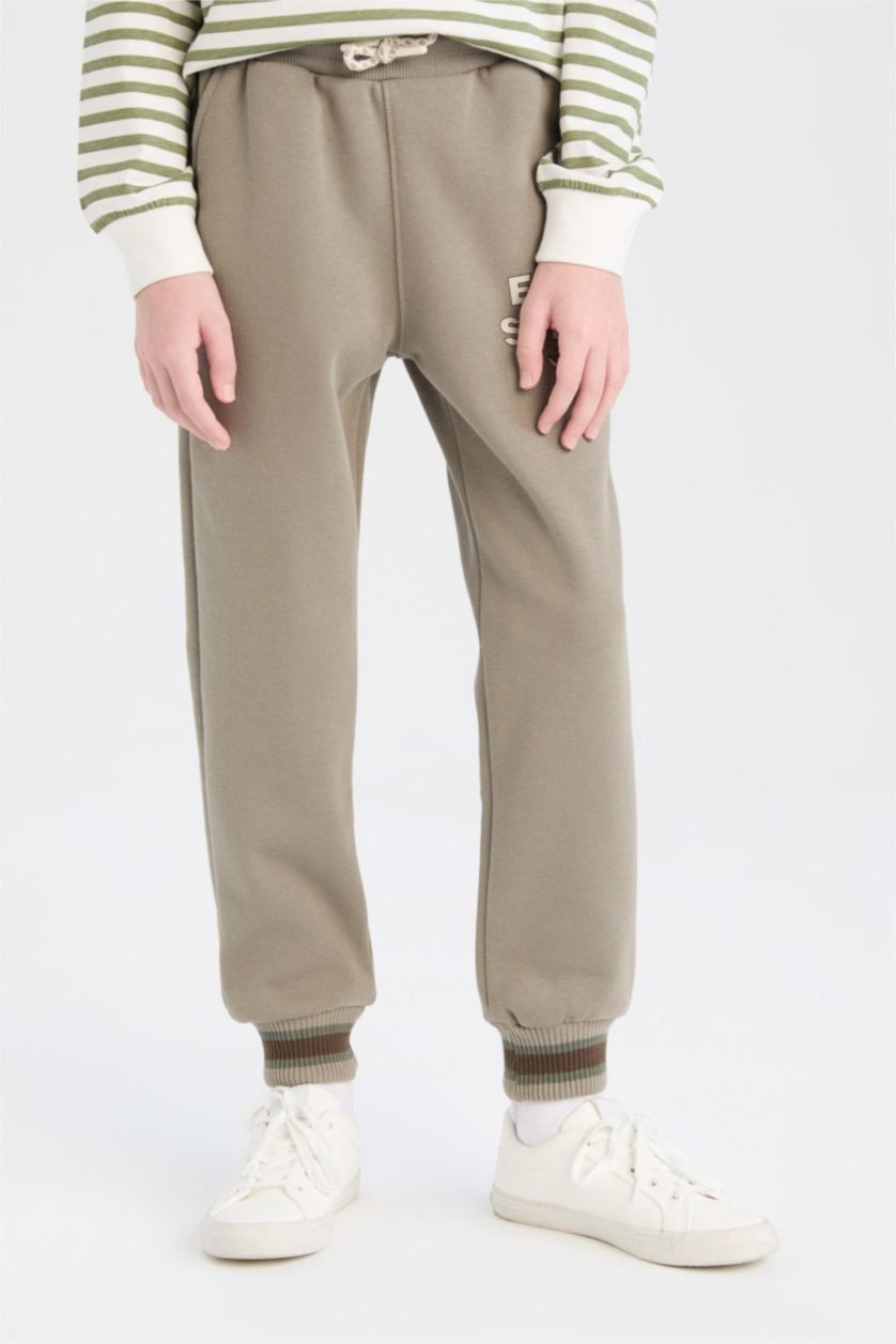 BOYS & TEENS Light Khaki Boy Elastic Waist Leg Printed Sweatpants