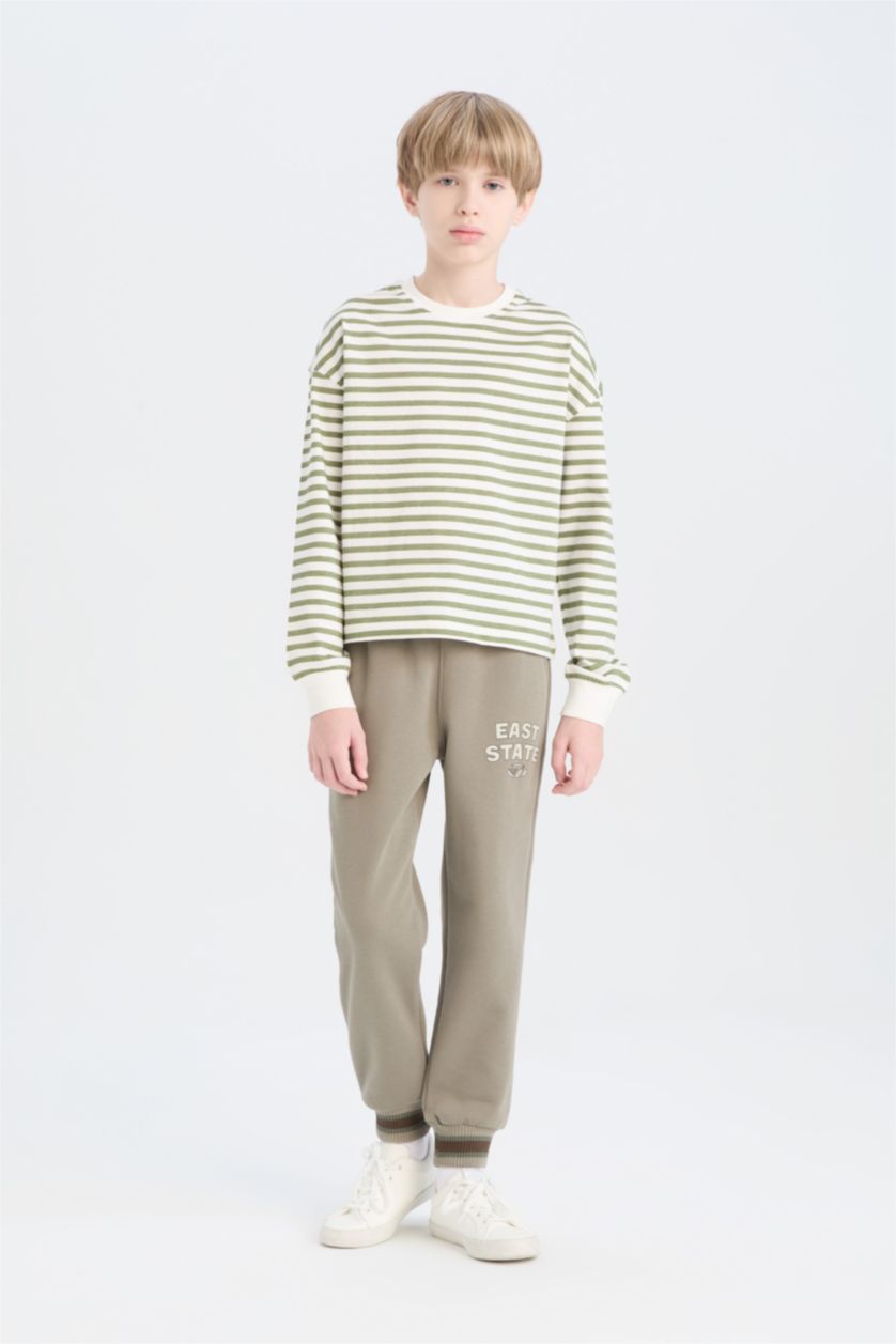 BOYS & TEENS Light Khaki Boy Elastic Waist Leg Printed Sweatpants
