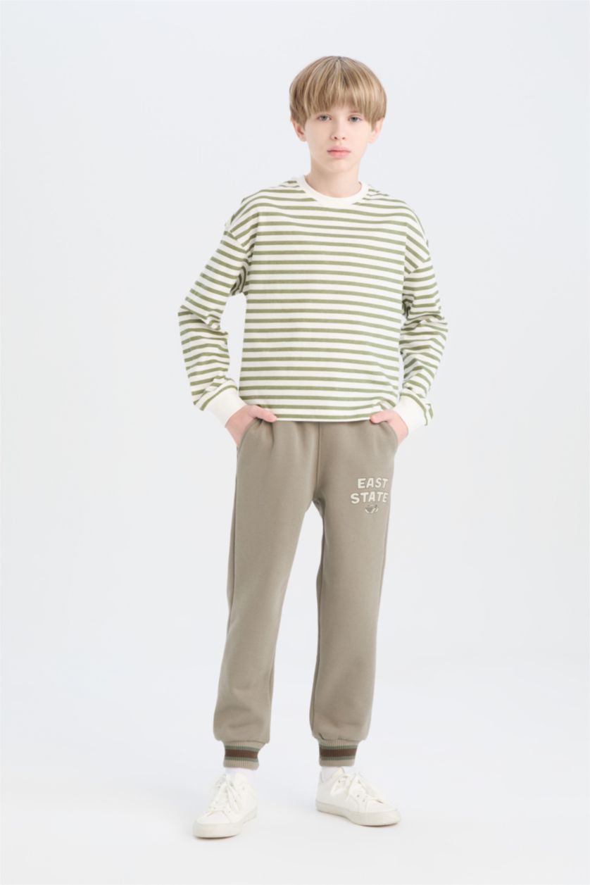 BOYS & TEENS Light Khaki Boy Elastic Waist Leg Printed Sweatpants