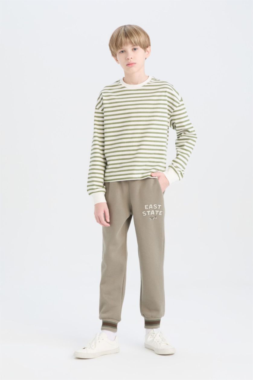 BOYS & TEENS Light Khaki Boy Elastic Waist Leg Printed Sweatpants