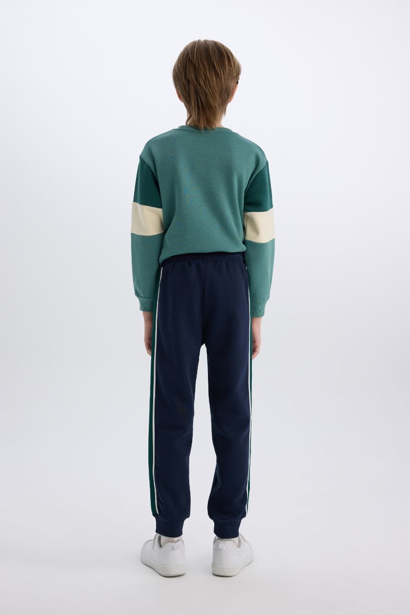 Erkek Çocuk - Genç Erkek Lacivert Erkek Çocuk Baskılı Beli Paçası Lastikli Eşofman Altı