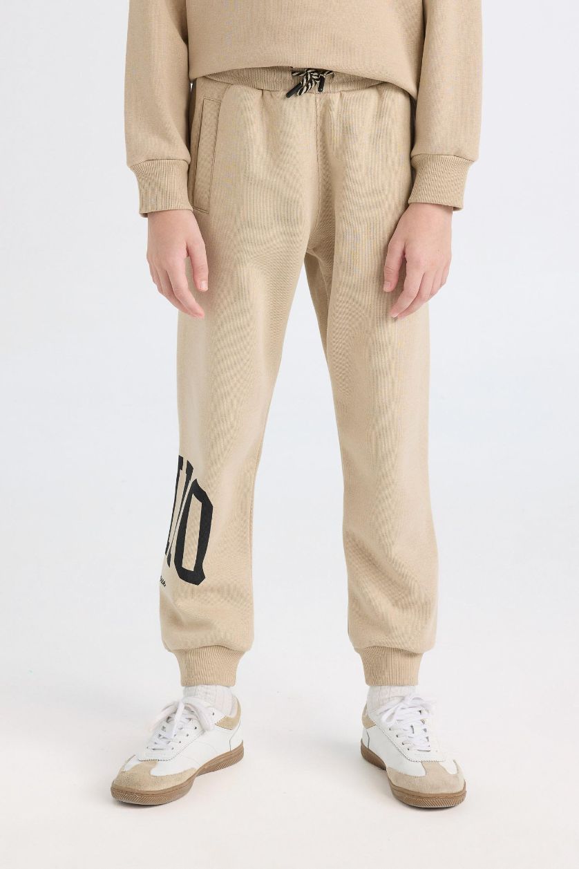 BOYS & TEENS Beige Boy Regular Fit Elastic Waist Leg Printed Sweatpants