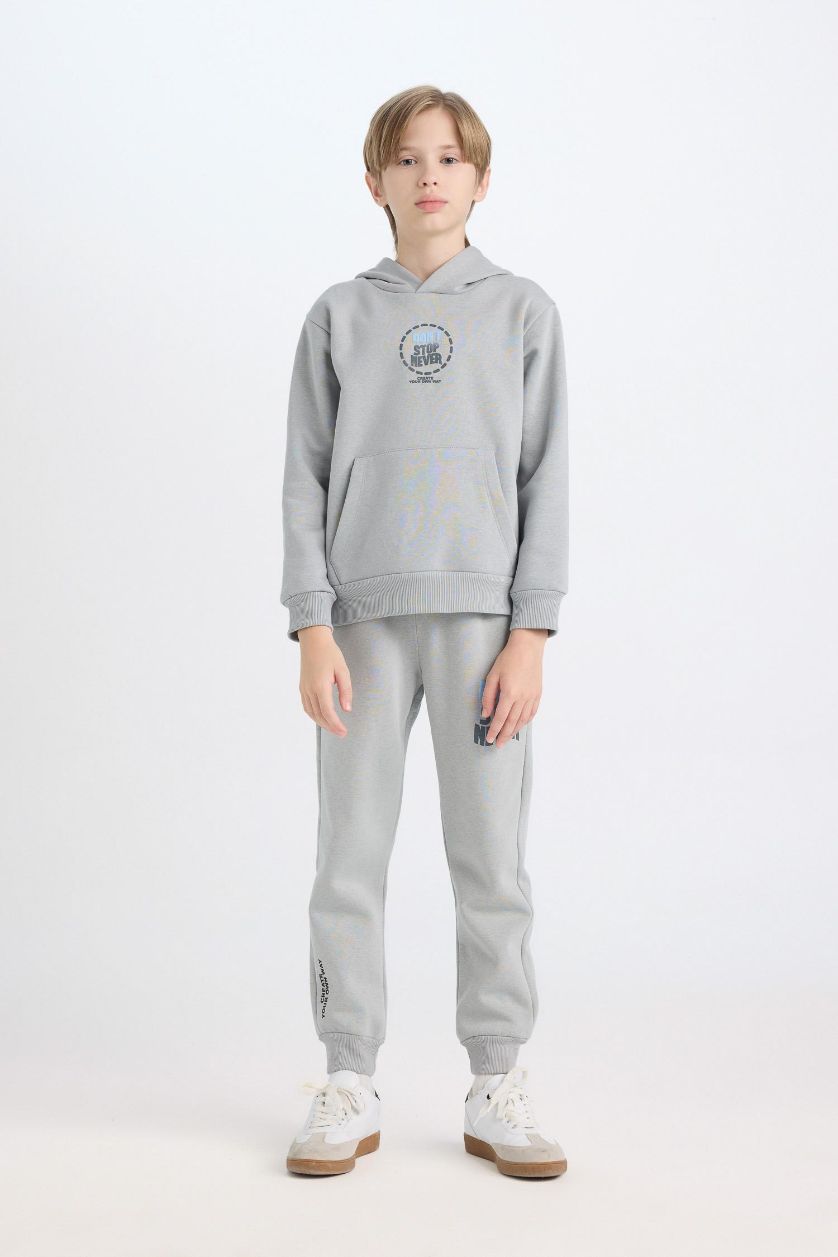 GARÇONS Gris Clair Pantalon Sweatpants imprimé à coupe régulière et taille élastique pour Garçon