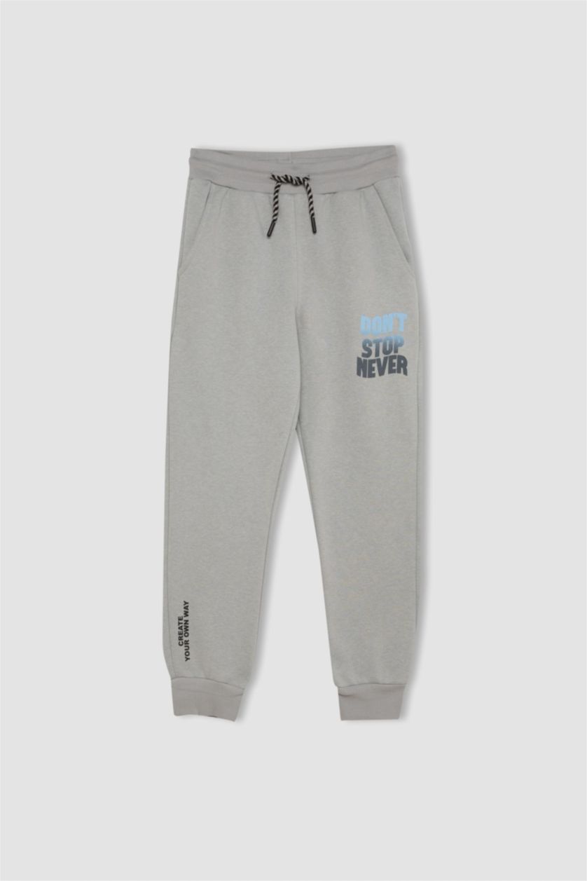 GARÇONS Gris Clair Pantalon Sweatpants imprimé à coupe régulière et taille élastique pour Garçon