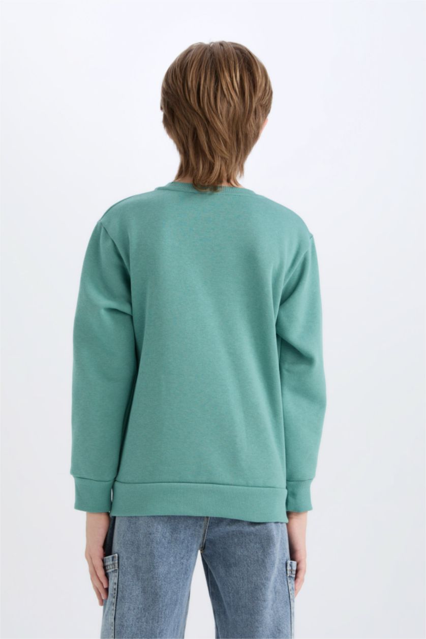 Мальчики и подростки Зеленый Свитшот с принтом с круглым вырезом для мальчиков