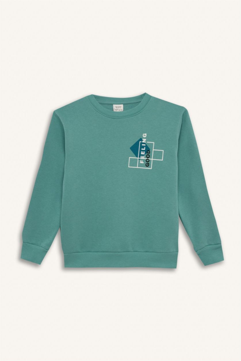Мальчики и подростки Зеленый Свитшот с принтом с круглым вырезом для мальчиков