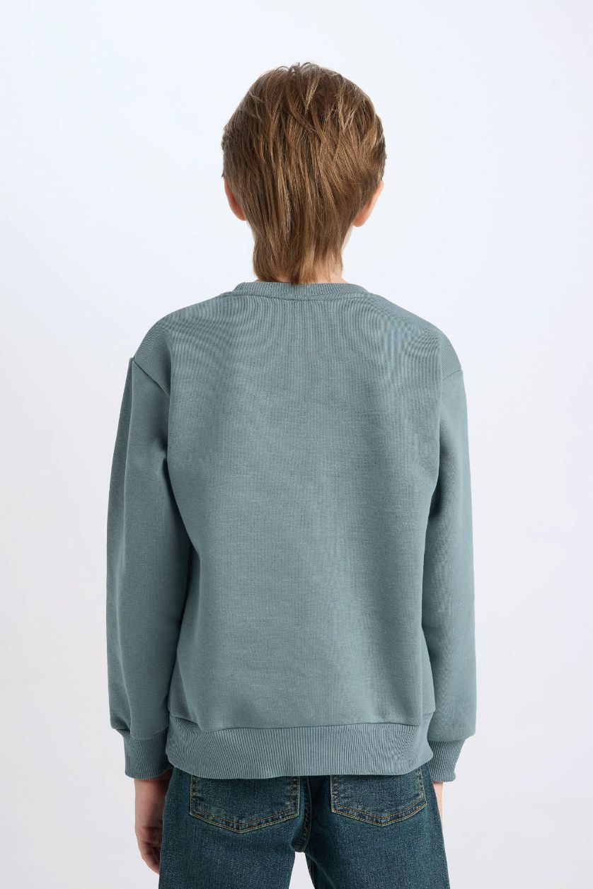 Мальчики и подростки Зеленый Свитшот с принтом с круглым вырезом для мальчиков