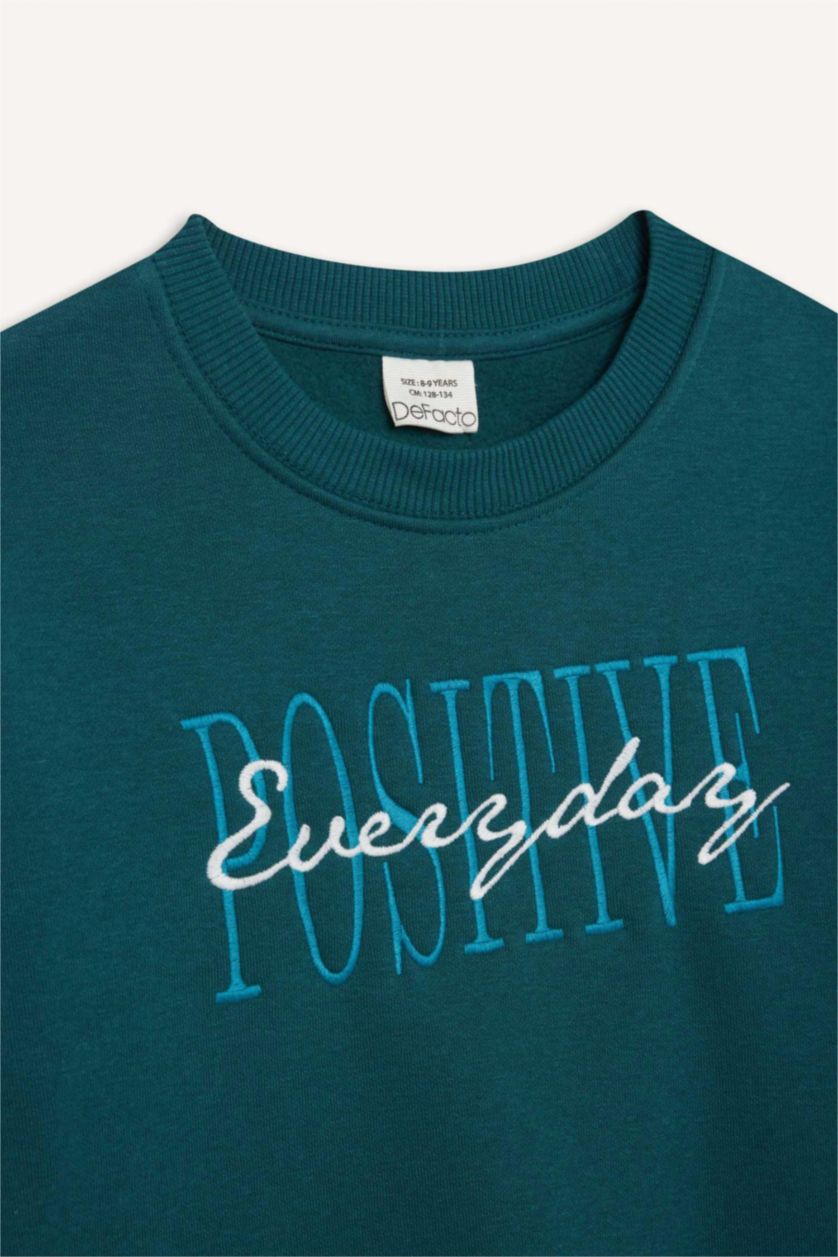 GARÇONS Vert Sweat-shirt imprimé à coupe régulière et col rond