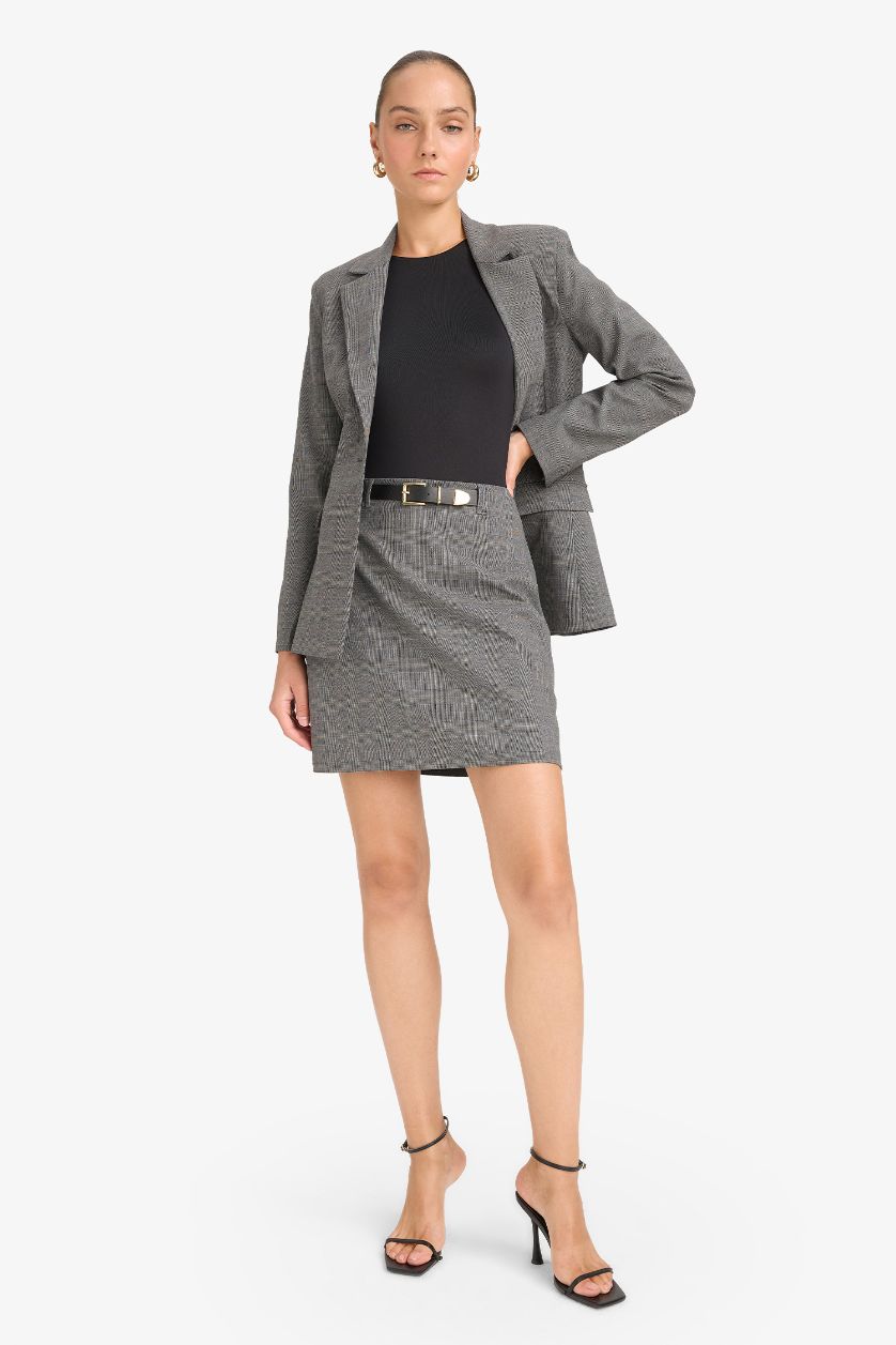 Woman Dark Brown A Cut High Waist Mini Skirt