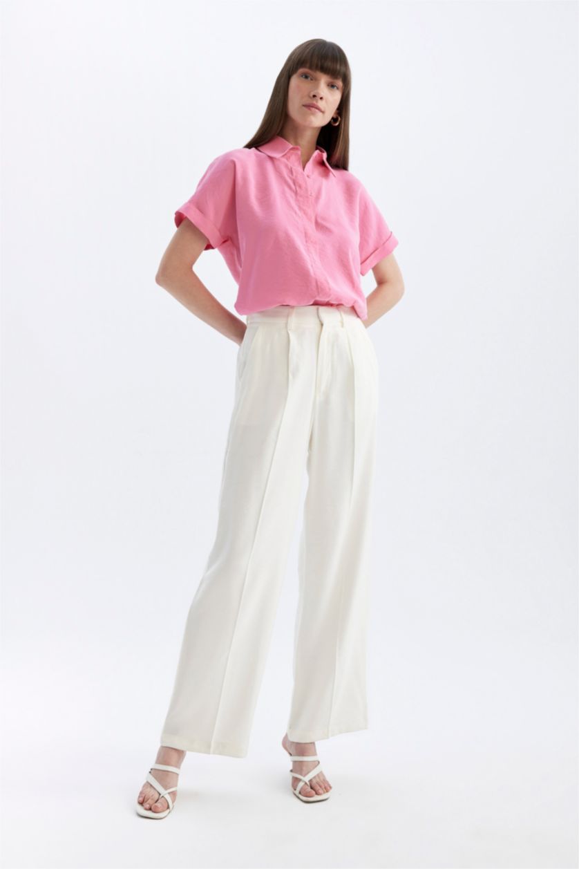 WOMAN Pink Oversize Fit Short Sleeve Shirt