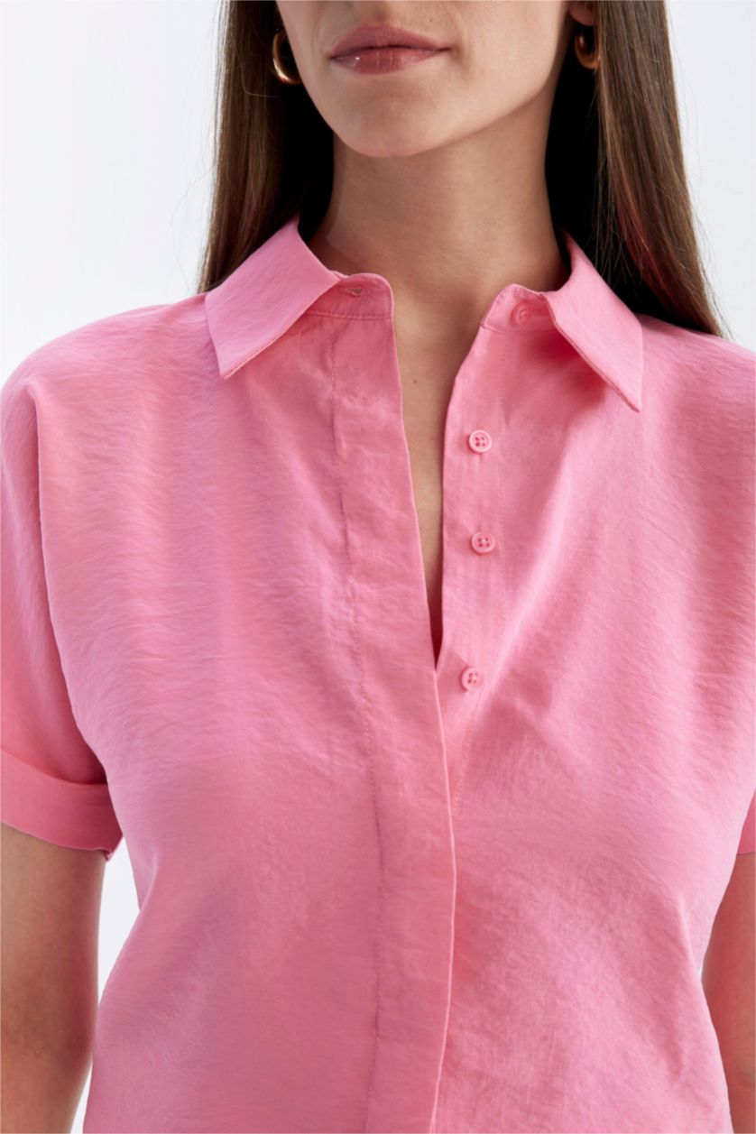 WOMAN Pink Oversize Fit Short Sleeve Shirt