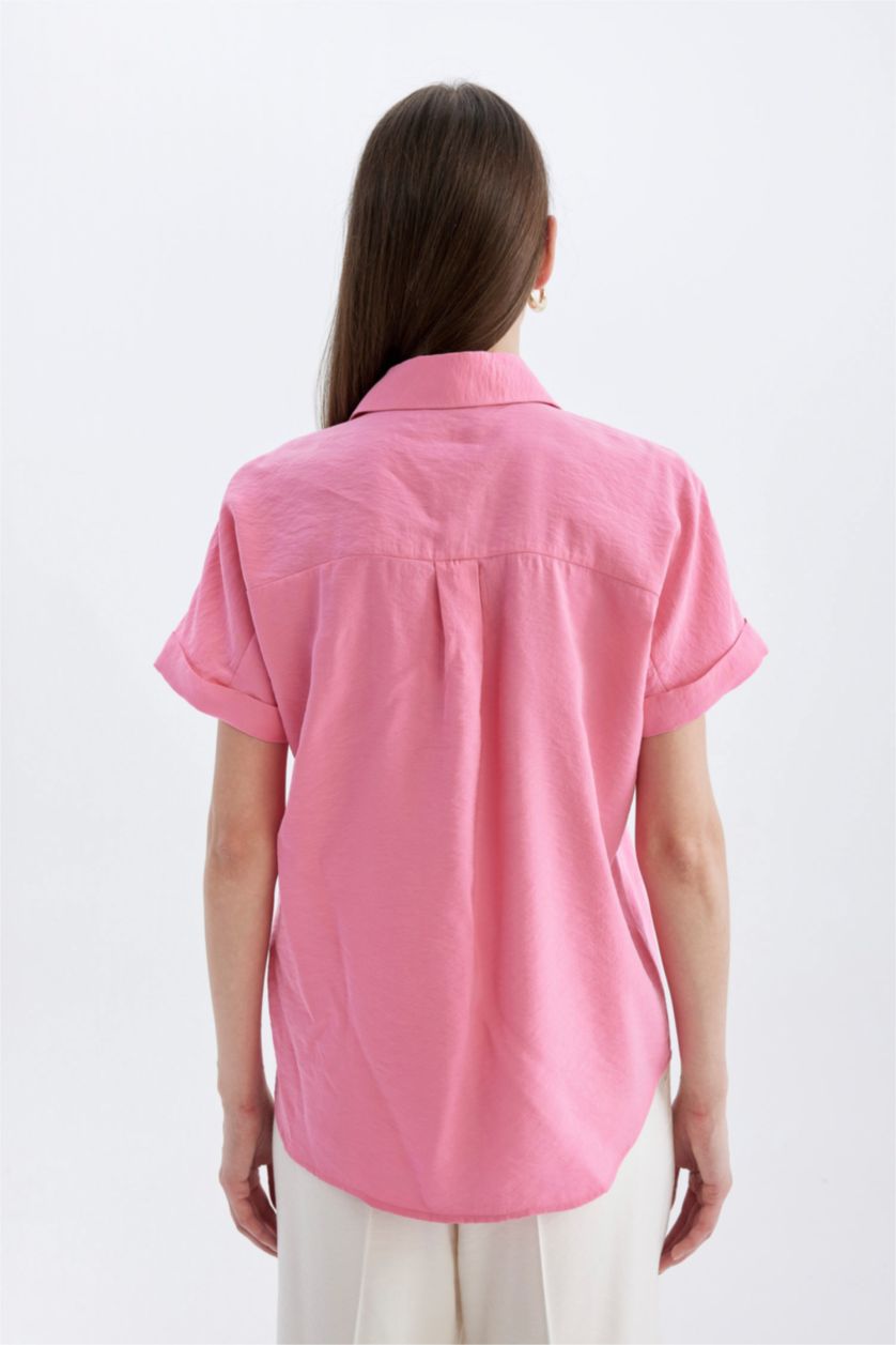 WOMAN Pink Oversize Fit Short Sleeve Shirt