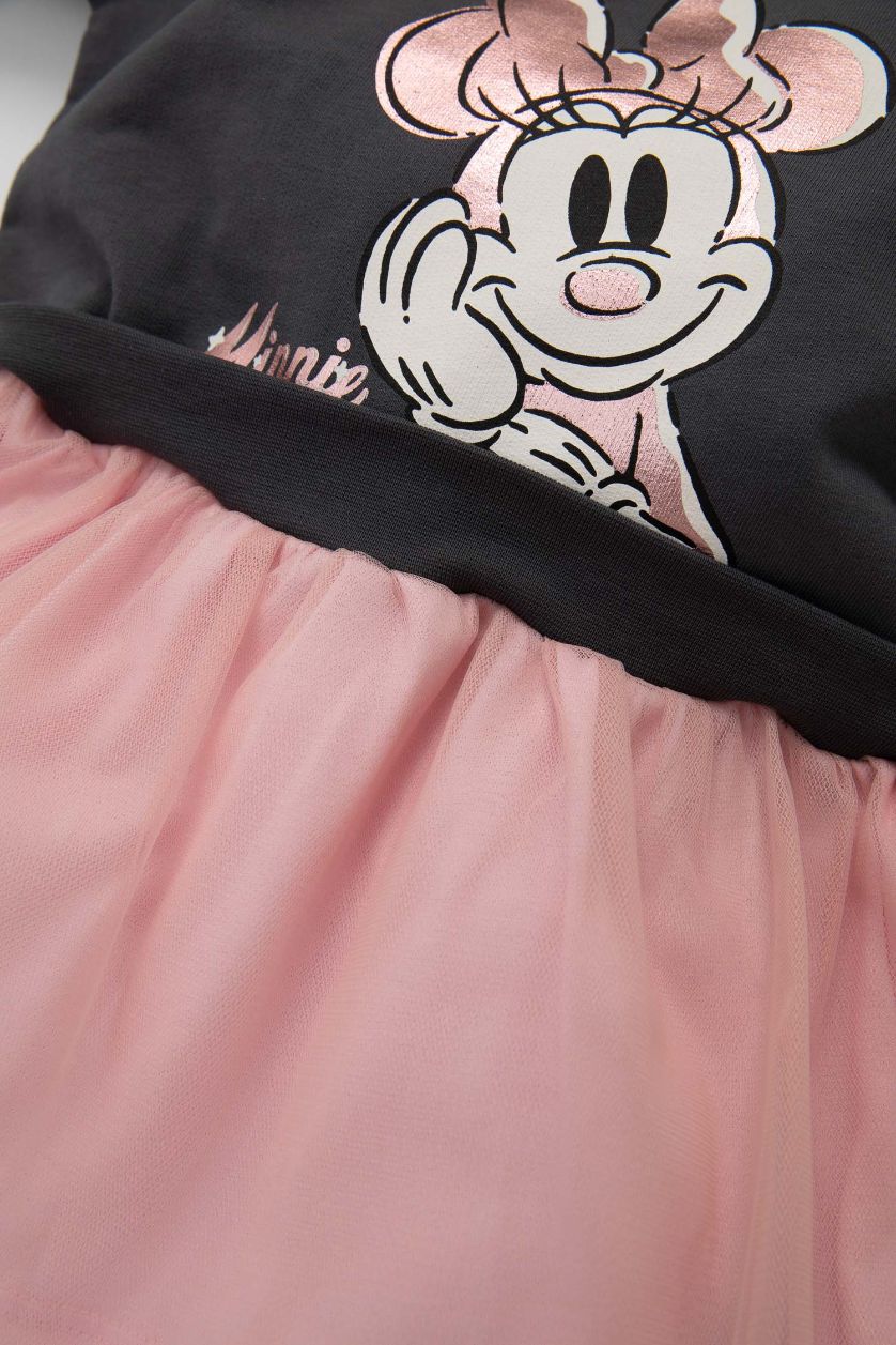 Kız Bebek Antrasit Kız Bebek Disney Mickey & Minnie Uzun Kollu Tütü Etekli Elbise