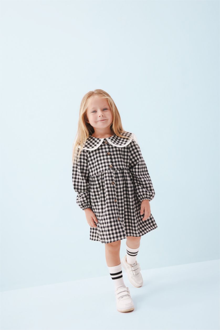 BABY GIRL Black Baby Girl Plaid Patterned Flannel Dress