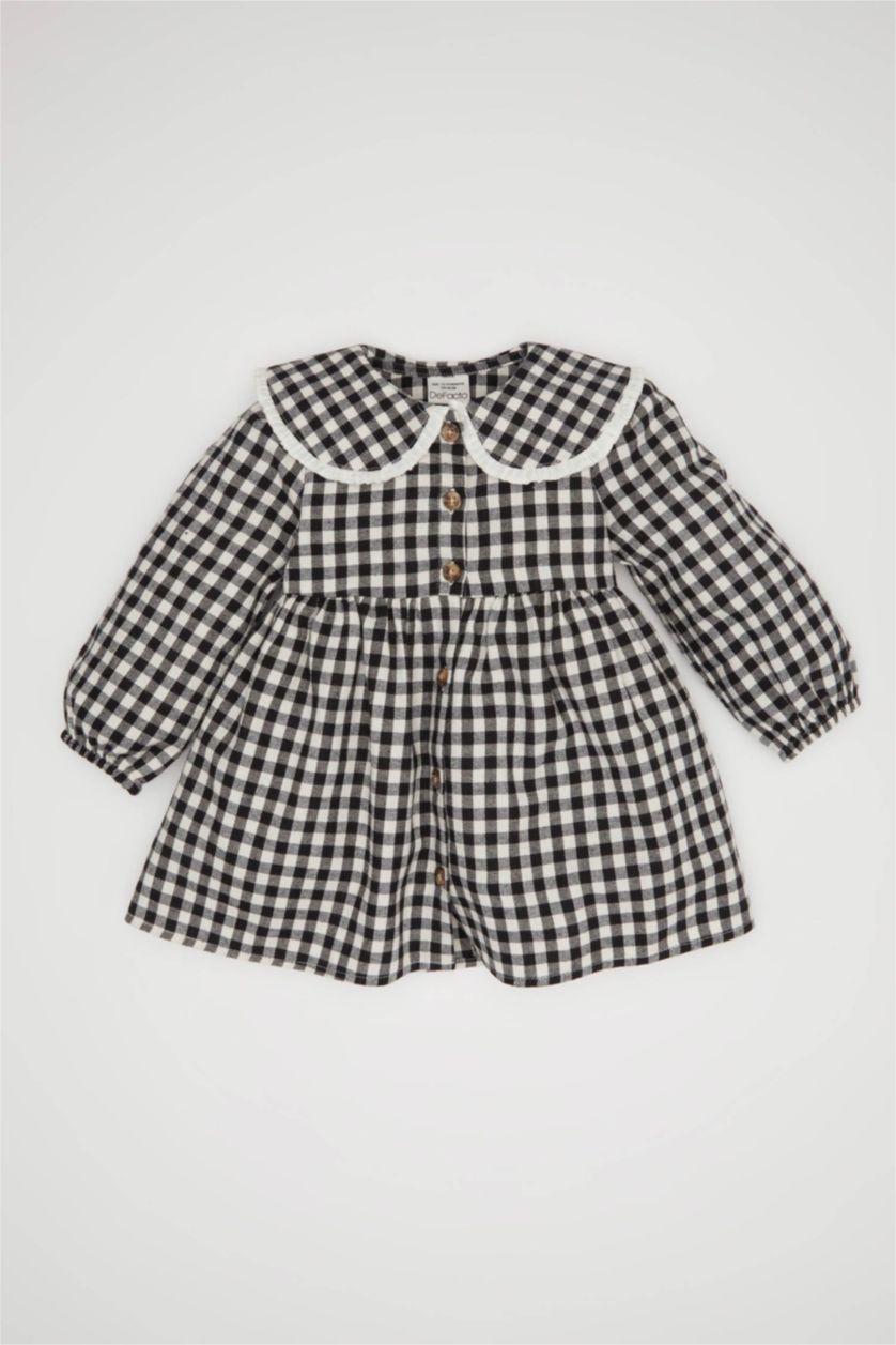BABY GIRL Black Baby Girl Plaid Patterned Flannel Dress