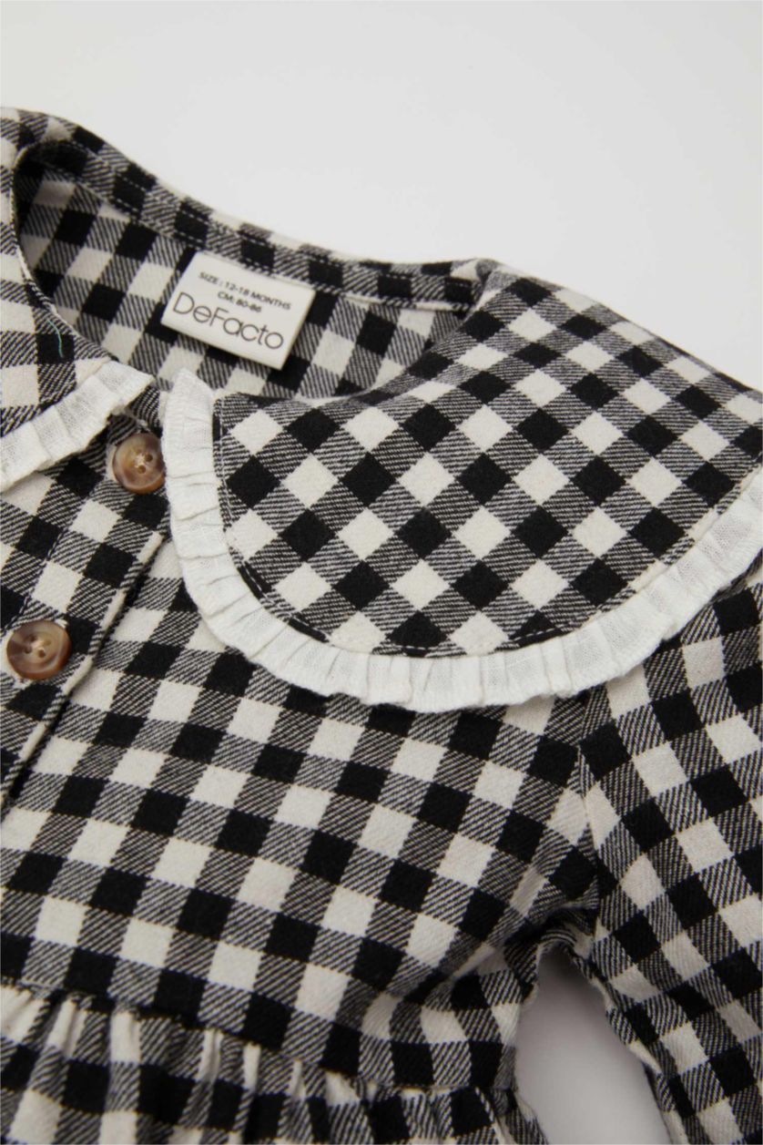 BABY GIRL Black Baby Girl Plaid Patterned Flannel Dress