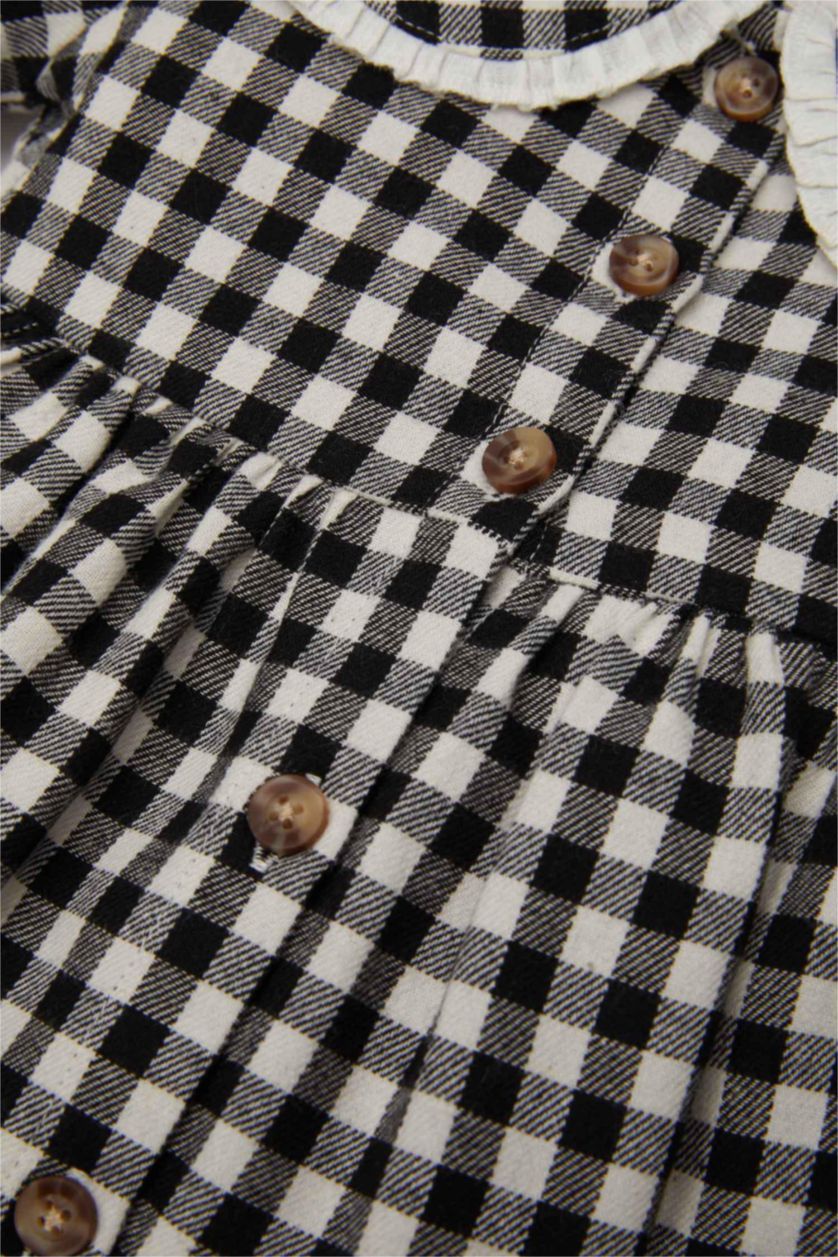 BABY GIRL Black Baby Girl Plaid Patterned Flannel Dress
