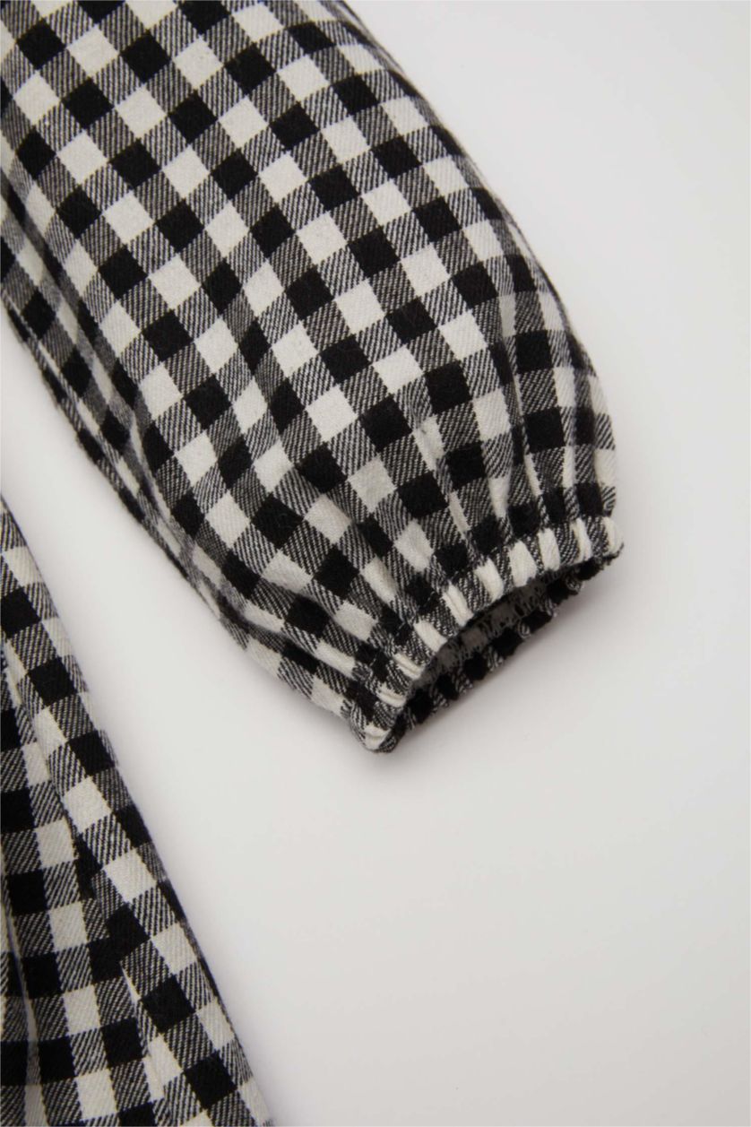 BABY GIRL Black Baby Girl Plaid Patterned Flannel Dress