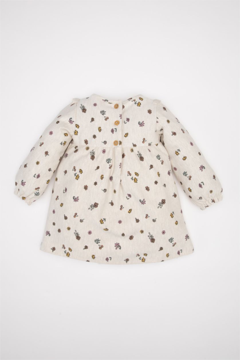 BÉBÉ FILLE Beige Robe en Jacquard Floral pour Bébé Fille