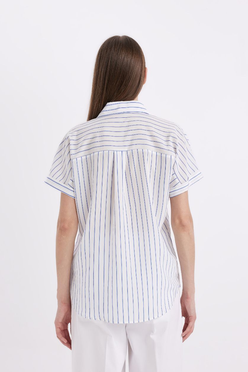 WOMAN White Oversized Fit Striped Shirt