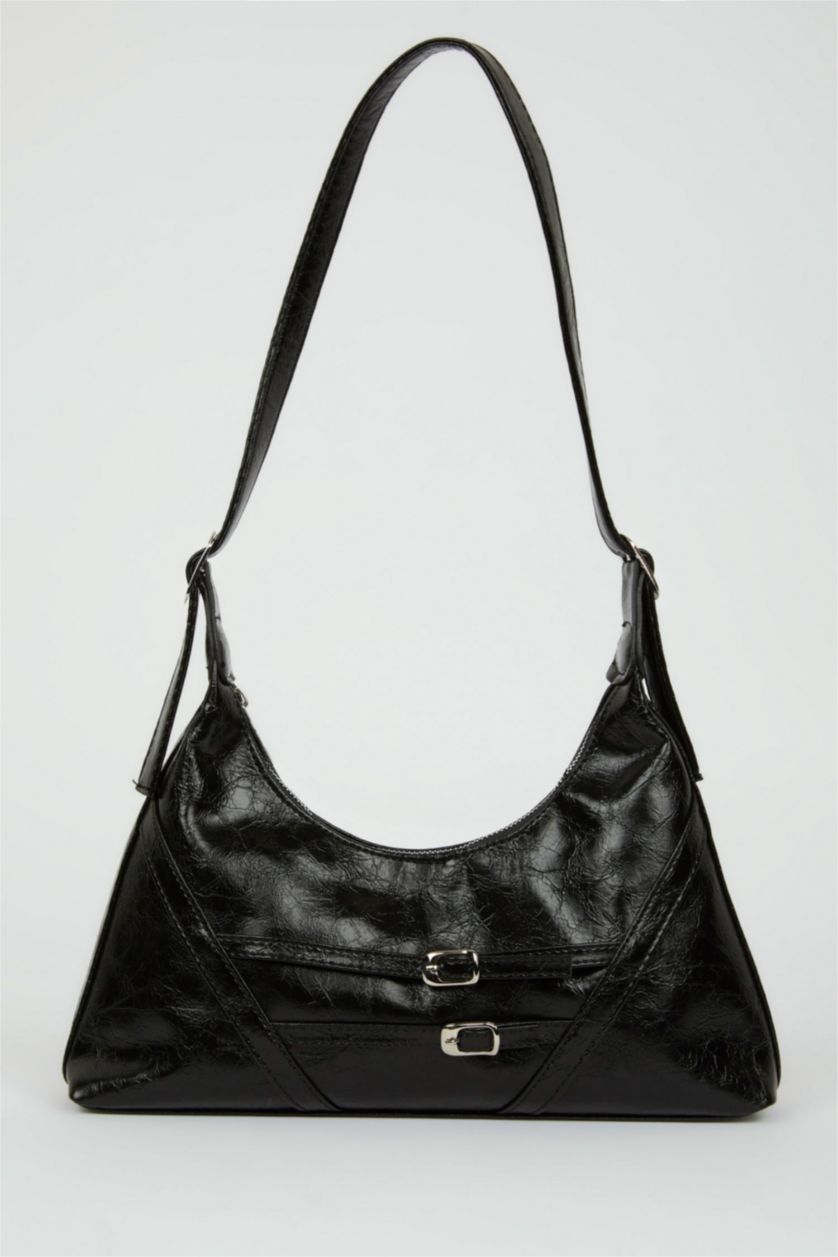 Woman Black Faux Leather Shoulder bag