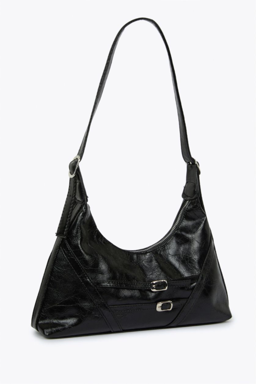 Woman Black Faux Leather Shoulder bag