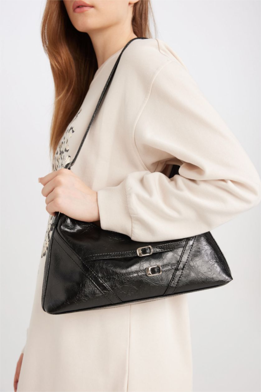 Woman Black Faux Leather Shoulder bag