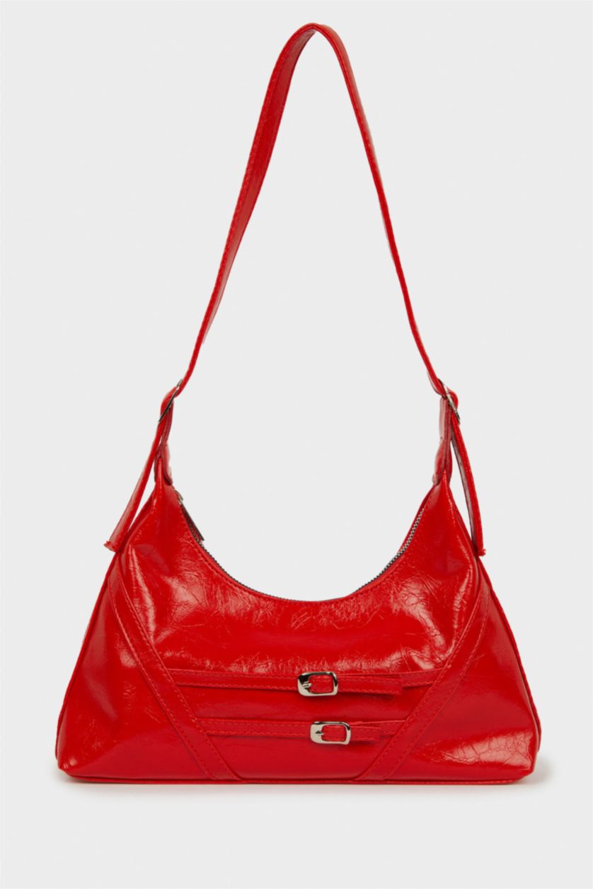 Women Red Faux Leather Shoulder bag