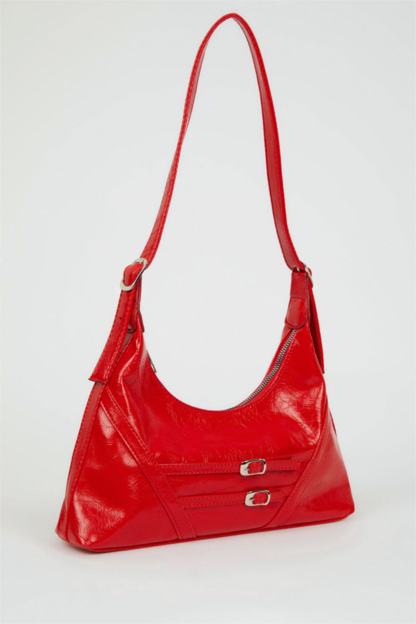 Women Red Faux Leather Shoulder bag