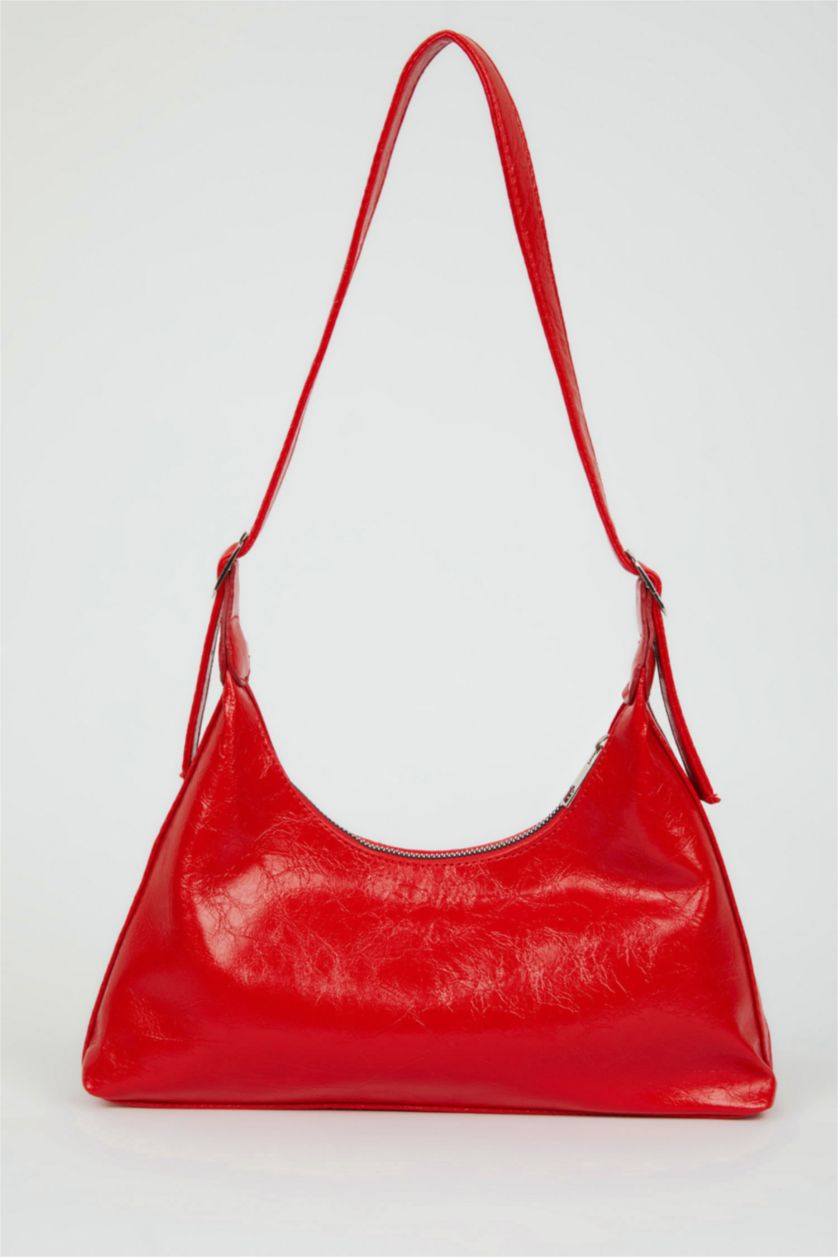 Women Red Faux Leather Shoulder bag
