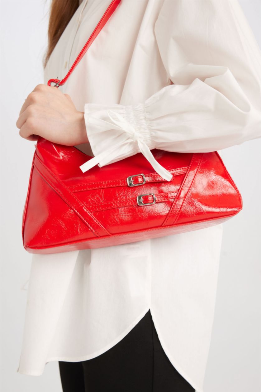 Women Red Faux Leather Shoulder bag