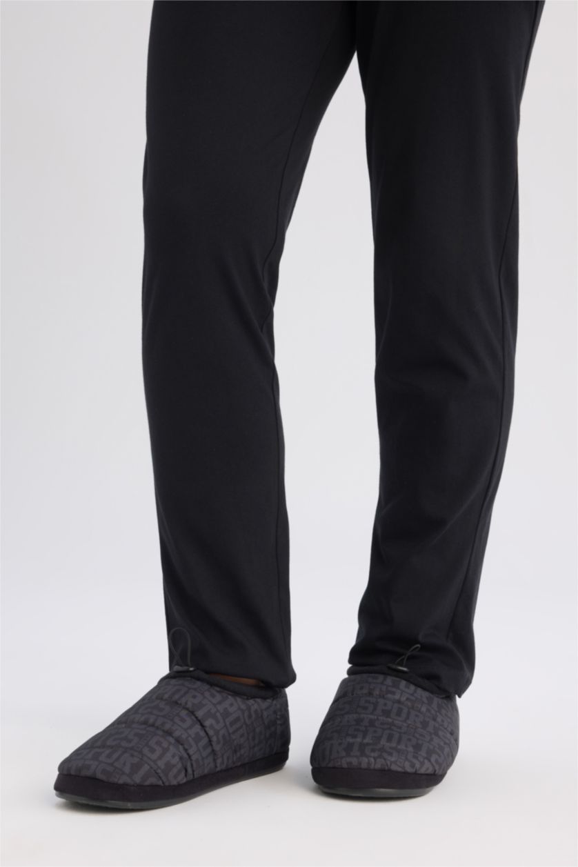 رجال أسود شبشب رجالي شتوي بكعب مسطح سليب أون