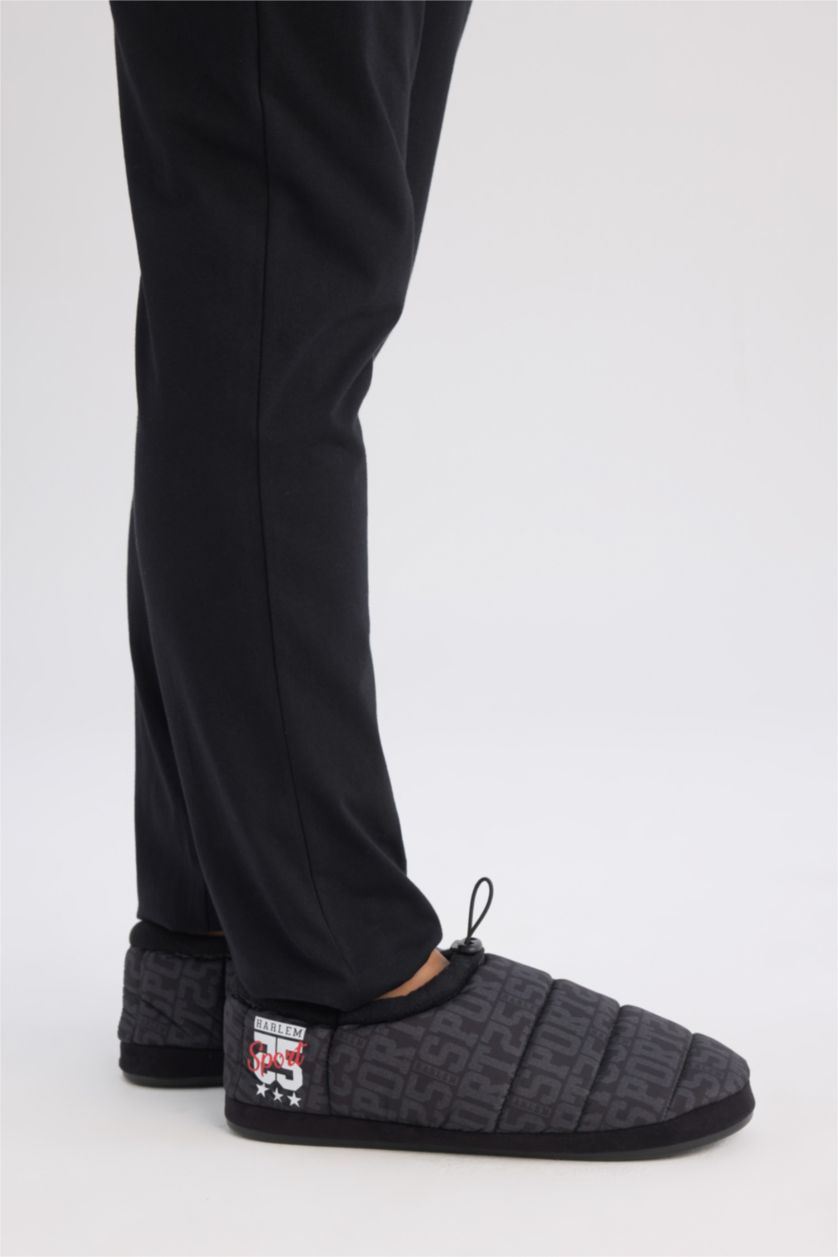 رجال أسود شبشب رجالي شتوي بكعب مسطح سليب أون