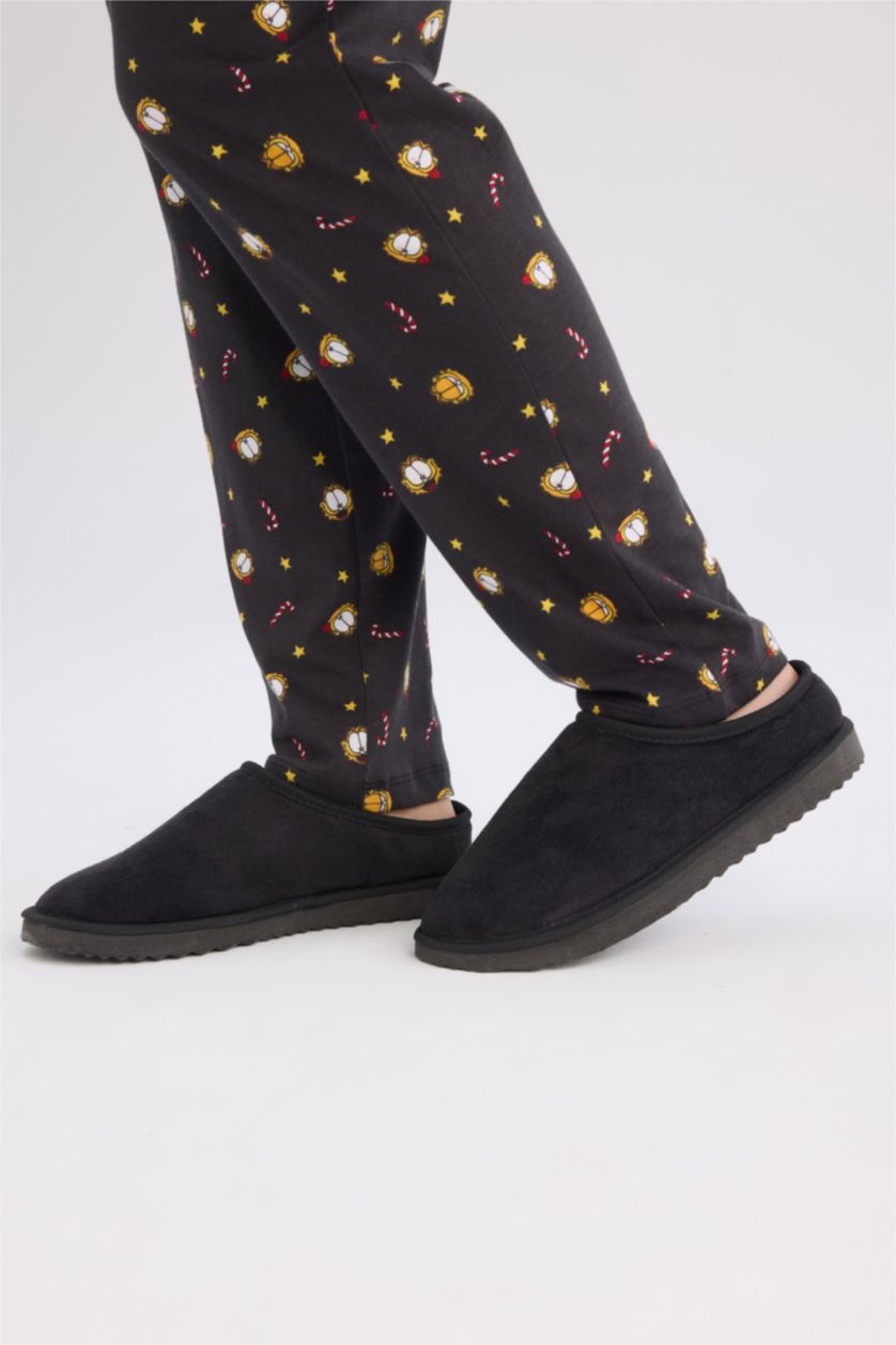 HOMME Noir Pantoufles à semelle plate pour homme