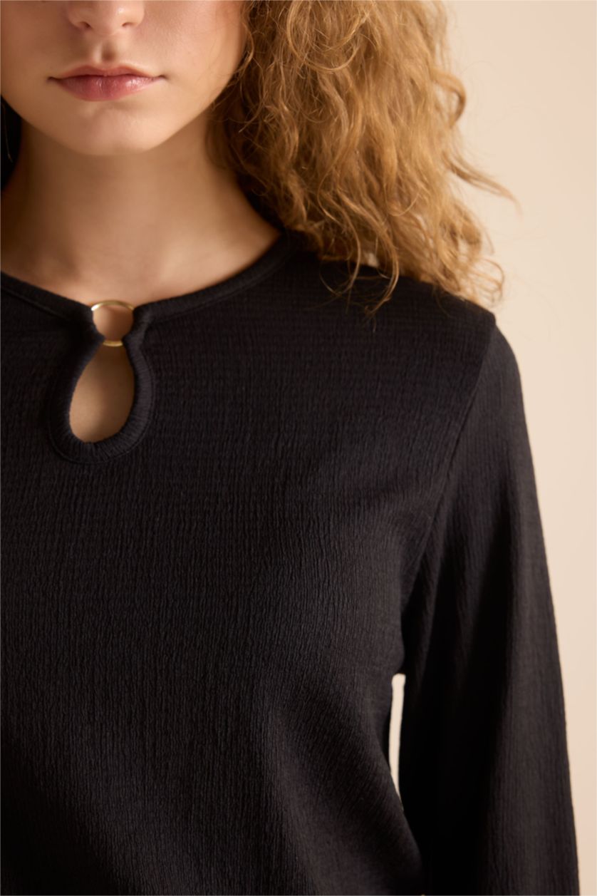 Women Black Regular Fit Long Sleeve T-Shirt