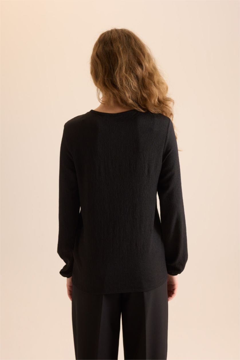 Women Black Regular Fit Long Sleeve T-Shirt