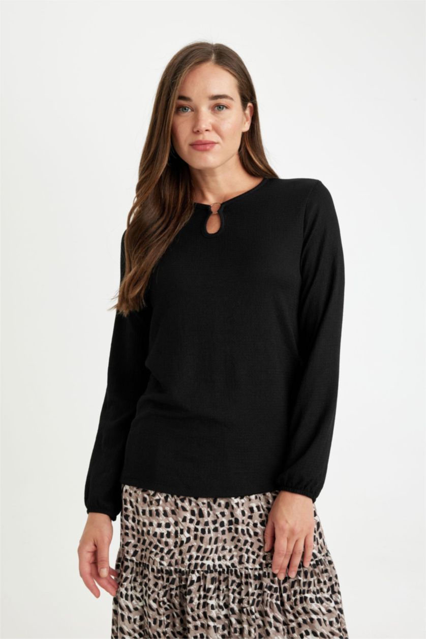 Women Black Regular Fit Long Sleeve T-Shirt