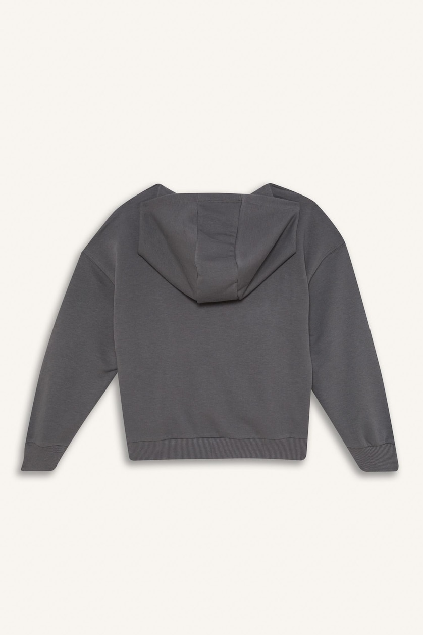 Kız Çocuk - Genç Kız Antrasit Kız Çocuk Snoopy Oversize Geniş Kalıp Kapüşonlu Sweatshirt