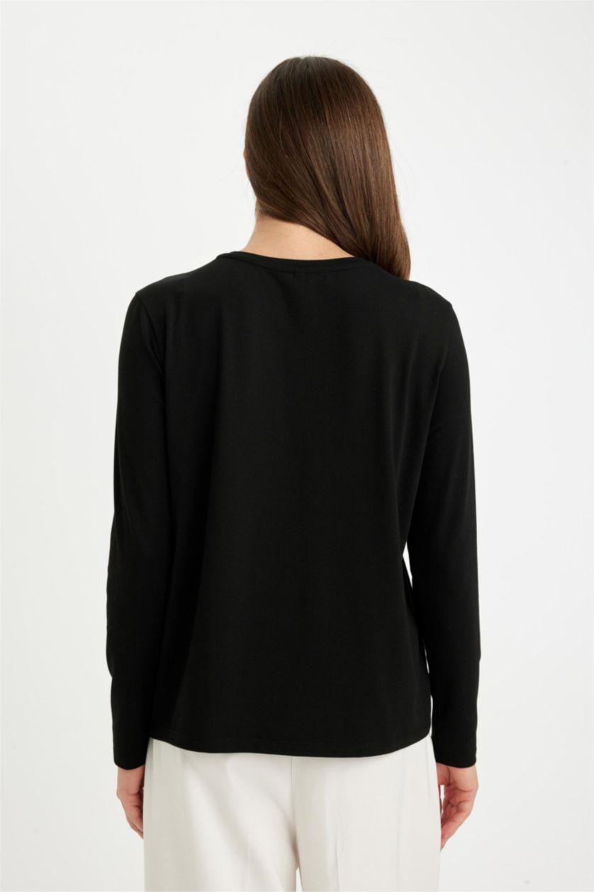 Women Black Regular Fit Long Sleeve T-Shirt
