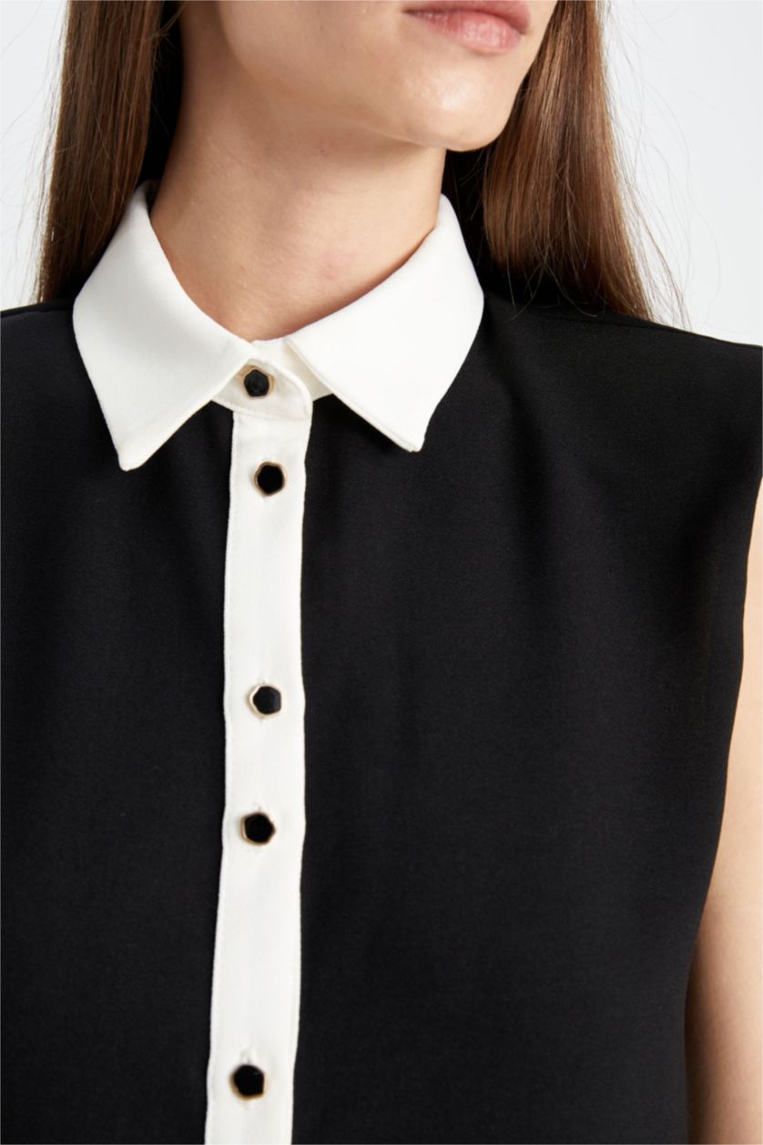 حريمي أسود فستان قصير منسوج بدون كم