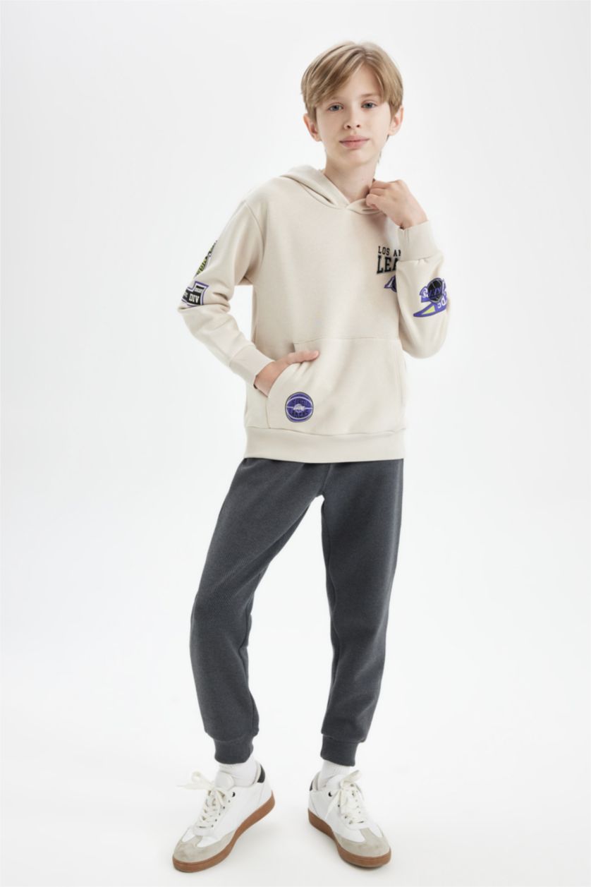 Erkek Çocuk - Genç Erkek Taş NBA Los Angeles Clippers Kapüşonlu Sırt Baskılı Sweatshirt Erkek Çocuk