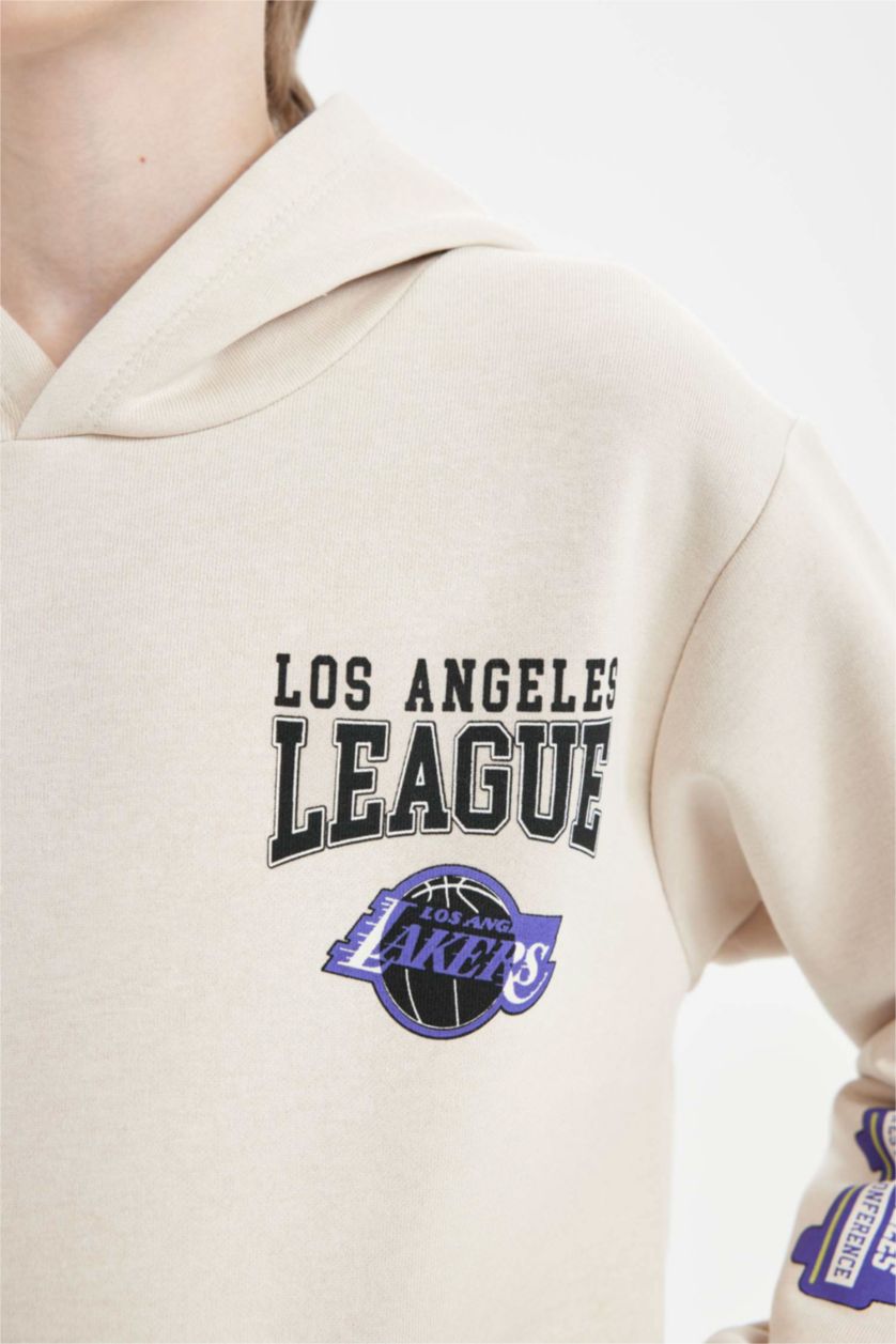Erkek Çocuk - Genç Erkek Taş NBA Los Angeles Clippers Kapüşonlu Sırt Baskılı Sweatshirt Erkek Çocuk