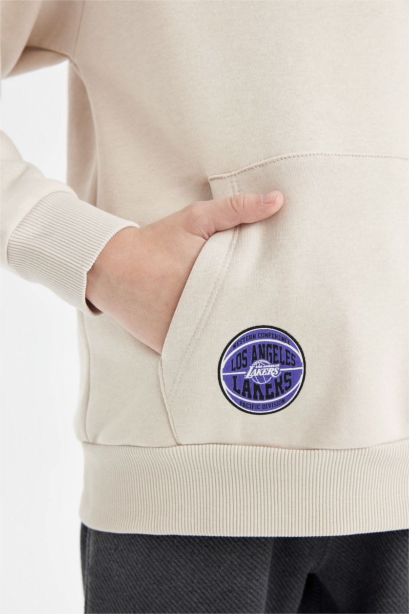 Erkek Çocuk - Genç Erkek Taş NBA Los Angeles Clippers Kapüşonlu Sırt Baskılı Sweatshirt Erkek Çocuk