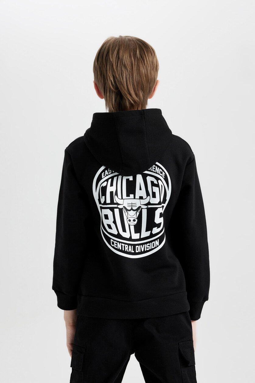 Young Boys - Teen Boys Black Boy NBA Chicago Bulls Oversize Fit Hooded Thick Sweatshirt