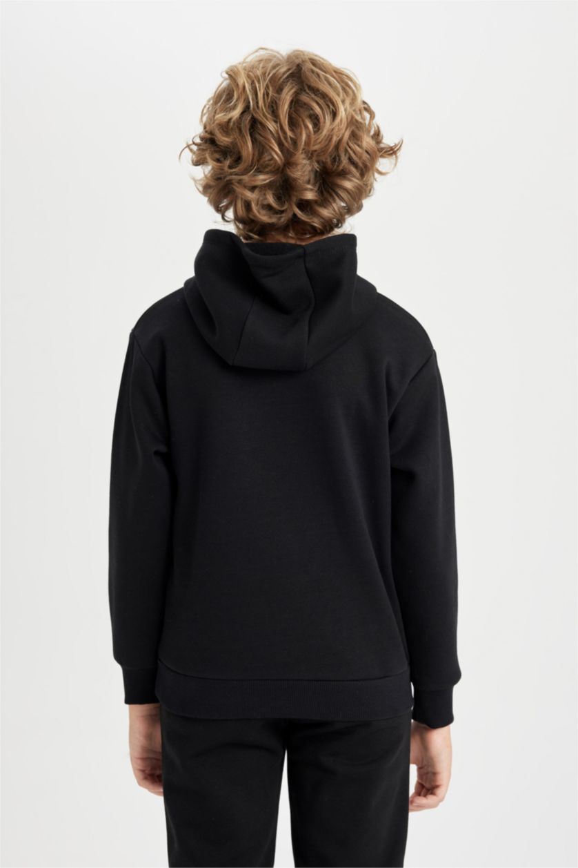 Erkek Çocuk - Genç Erkek Siyah Siyah NBA Brooklyn Nets Kapüşonlu Sweatshirt Erkek Çocuk