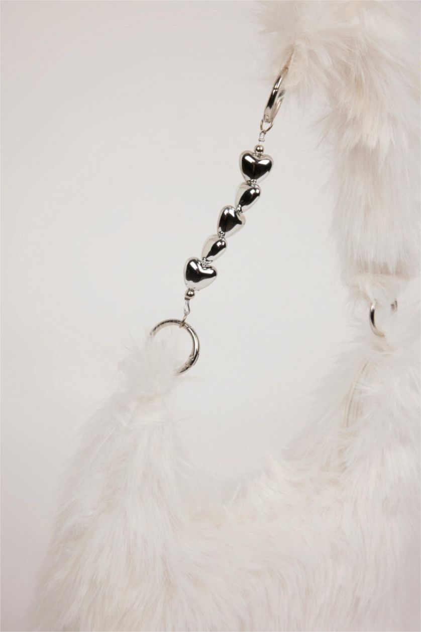 Kadın Kırık Beyaz Kadın Pelüş Omuz Çantası