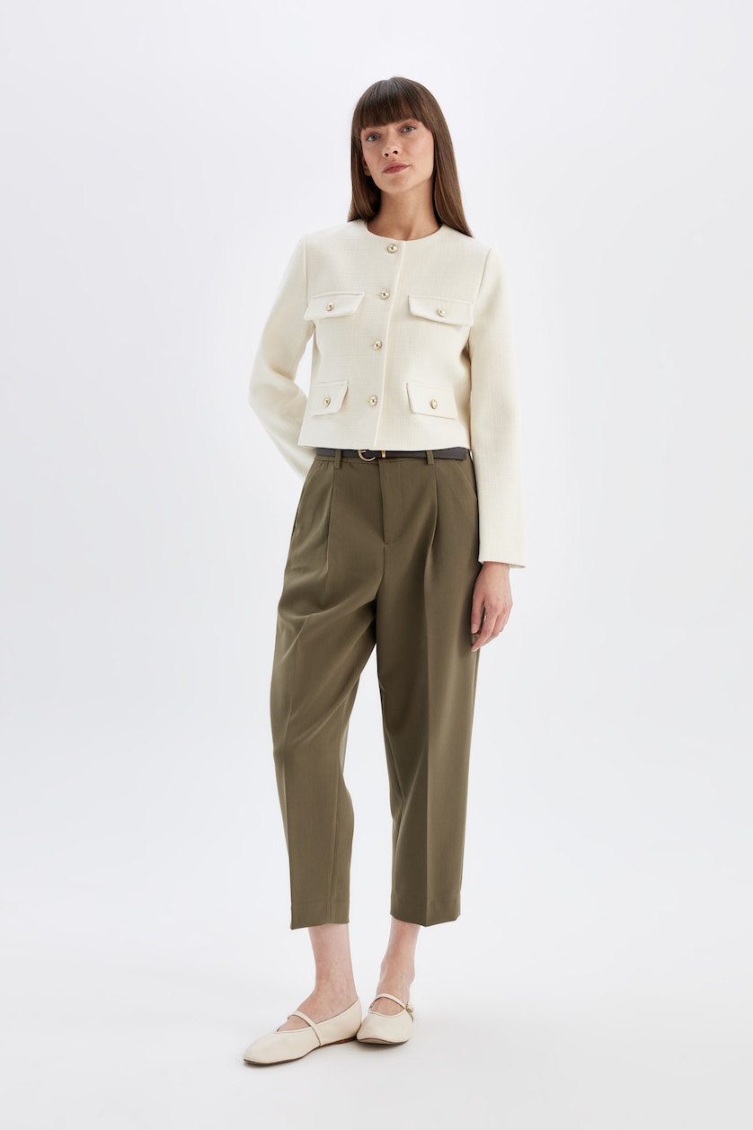 WOMAN Ecru Crop Flanel Blazer